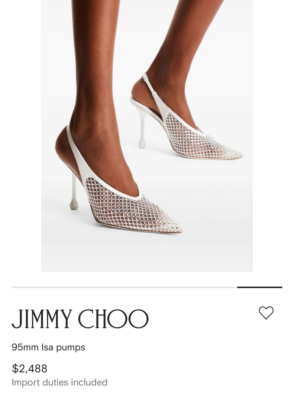 Jimmy Choo white heels, pristine condition, size 38.5 (8.5)